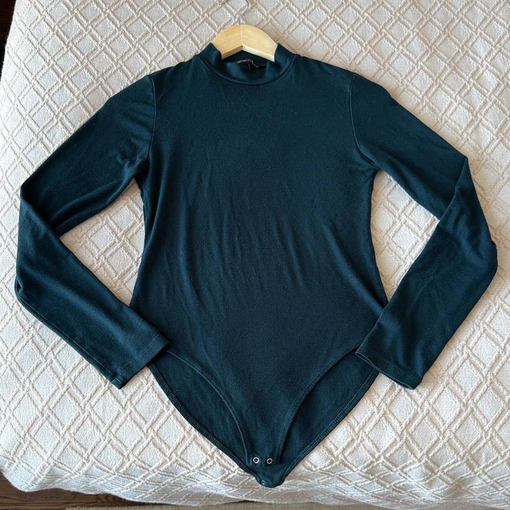 Forever 21 Hunter Green Long Sleeve Mock Neck Bodysuit